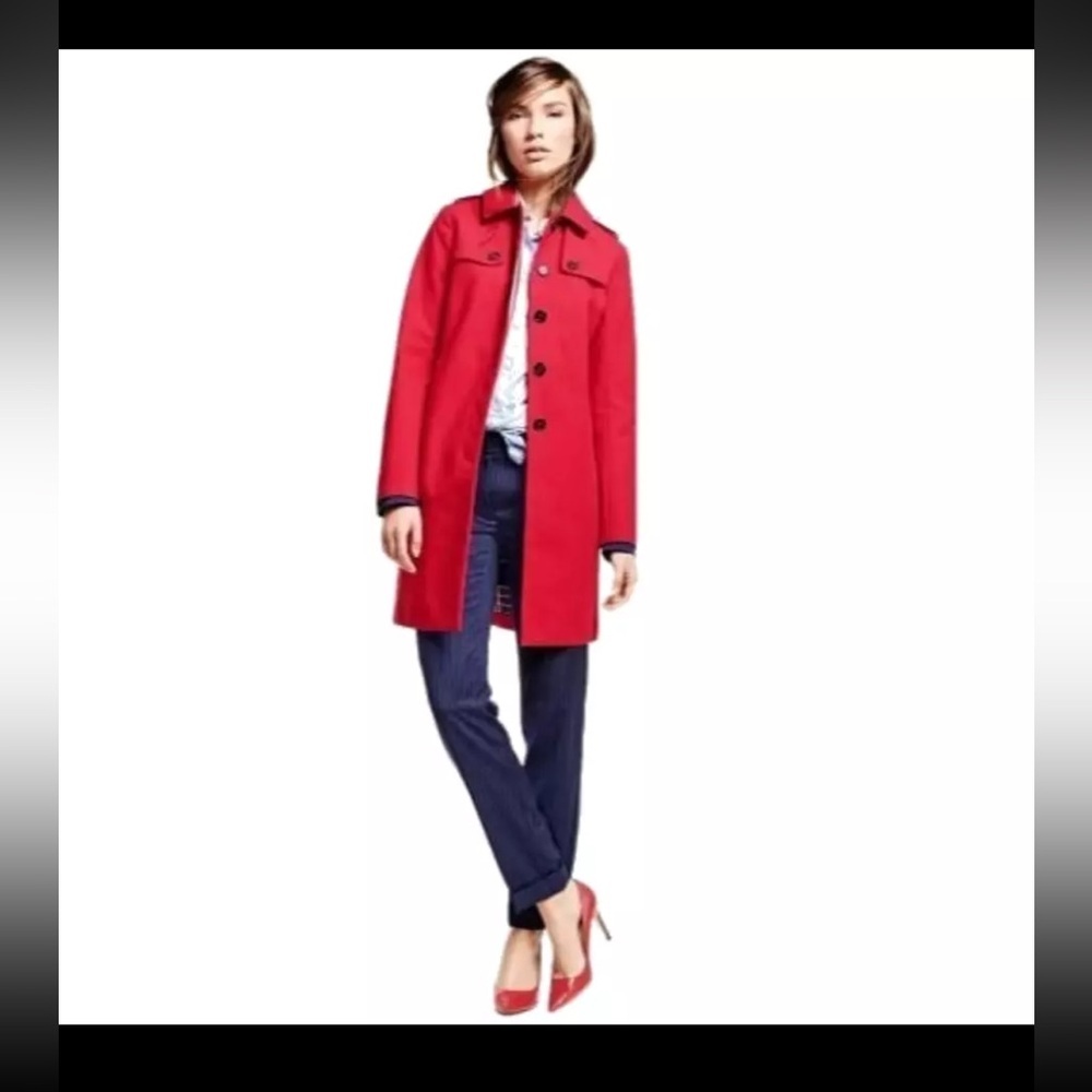 Brooks Brothers Red Fleece 100% Cotton Trench Coat Red Size | 10